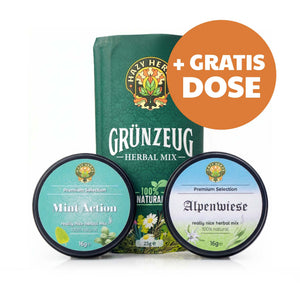 Das Frische Brise-Bundle: Grünzeug + Mint Action + Alpenwiese (+ 1 Gratis Dose deiner Wahl!)