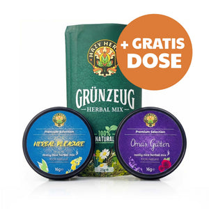 Das Wohlfühl-Bundle:  Grünzeug + Herbal Pleasure + Omas Garten (+ 1 Gratis Dose deiner Wahl!)